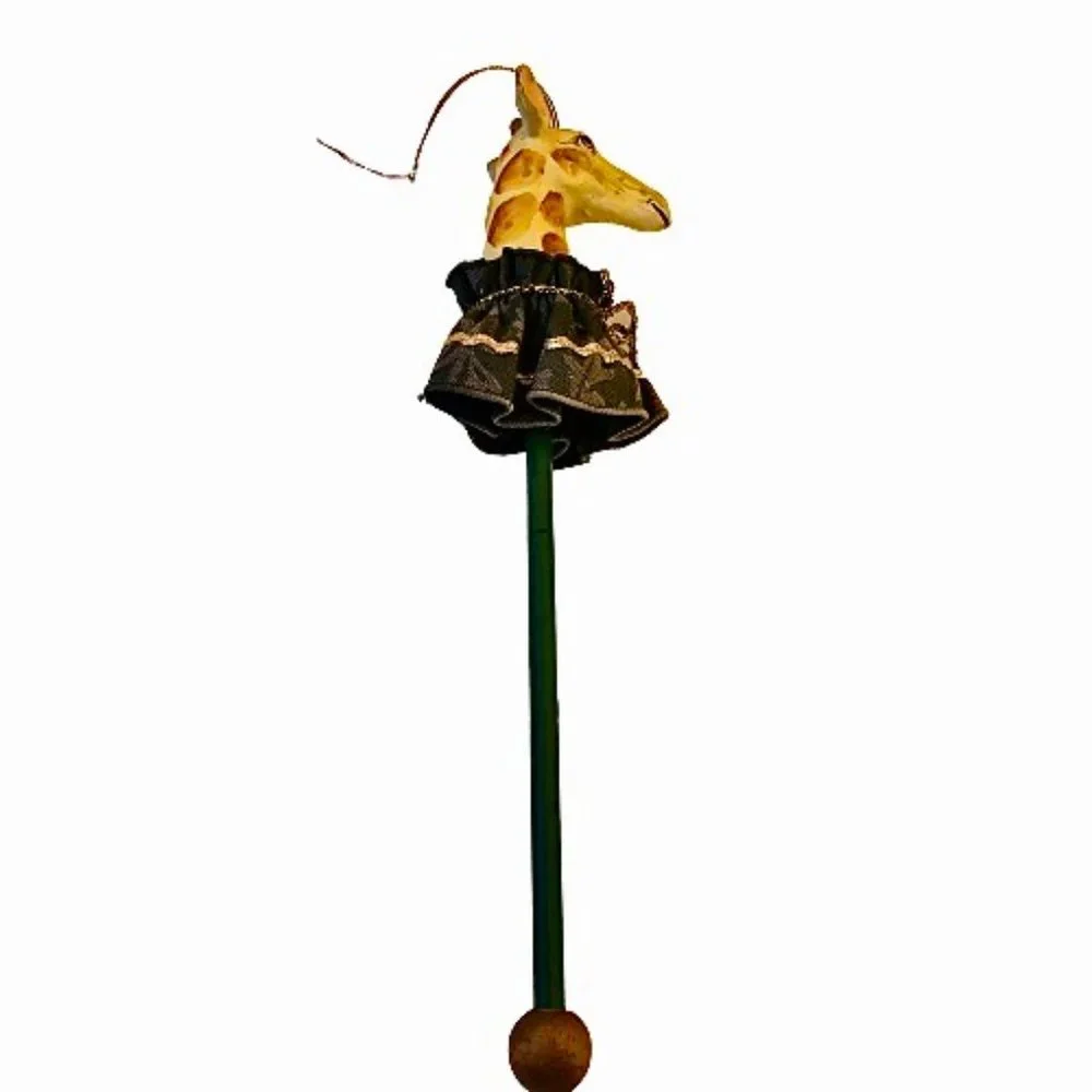 Christmas Ornament Giraffe on a Dress on a Stick Wood Animal